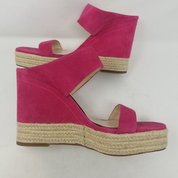 Jessica Simpson New Pink Suede Leather Wedges NWT Size 10 - Picture 4 of 10